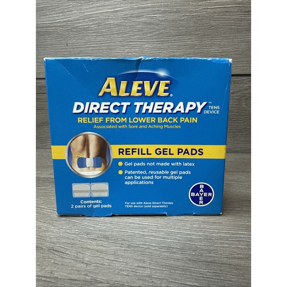 Genuine Aleve Direct Therapy Tens Device Refill Gel Pads - 2 PAIR - NEW 2018
